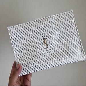 YSL Beauté White and Gold Cosmetic Bag